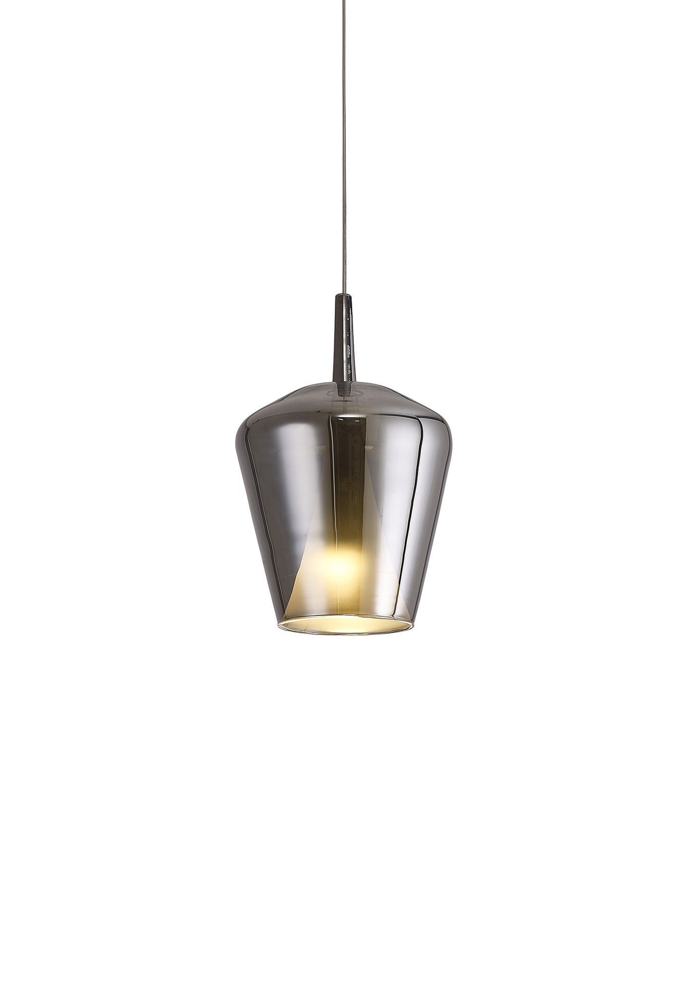 Elsa Assembly Pendant (WITHOUT PLATE) With Inverted Bell Shade, 1 Light E27, Chrome Glass With Frosted Inner Cone by Mantra