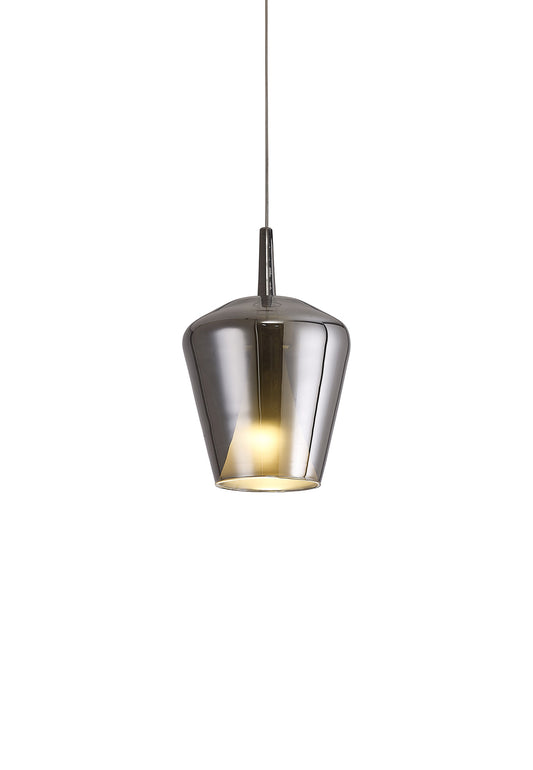 Elsa Assembly Pendant (WITHOUT PLATE) With Inverted Bell Shade, 1 Light E27, Chrome Glass With Frosted Inner Cone by Mantra