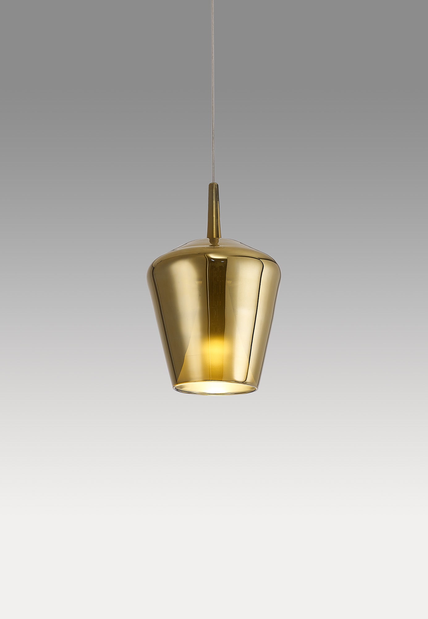 Elsa Assembly Pendant (WITHOUT PLATE) With Inverted Bell Shade, 1 Light E27, Gold Glass With Frosted Inner Cone by Mantra