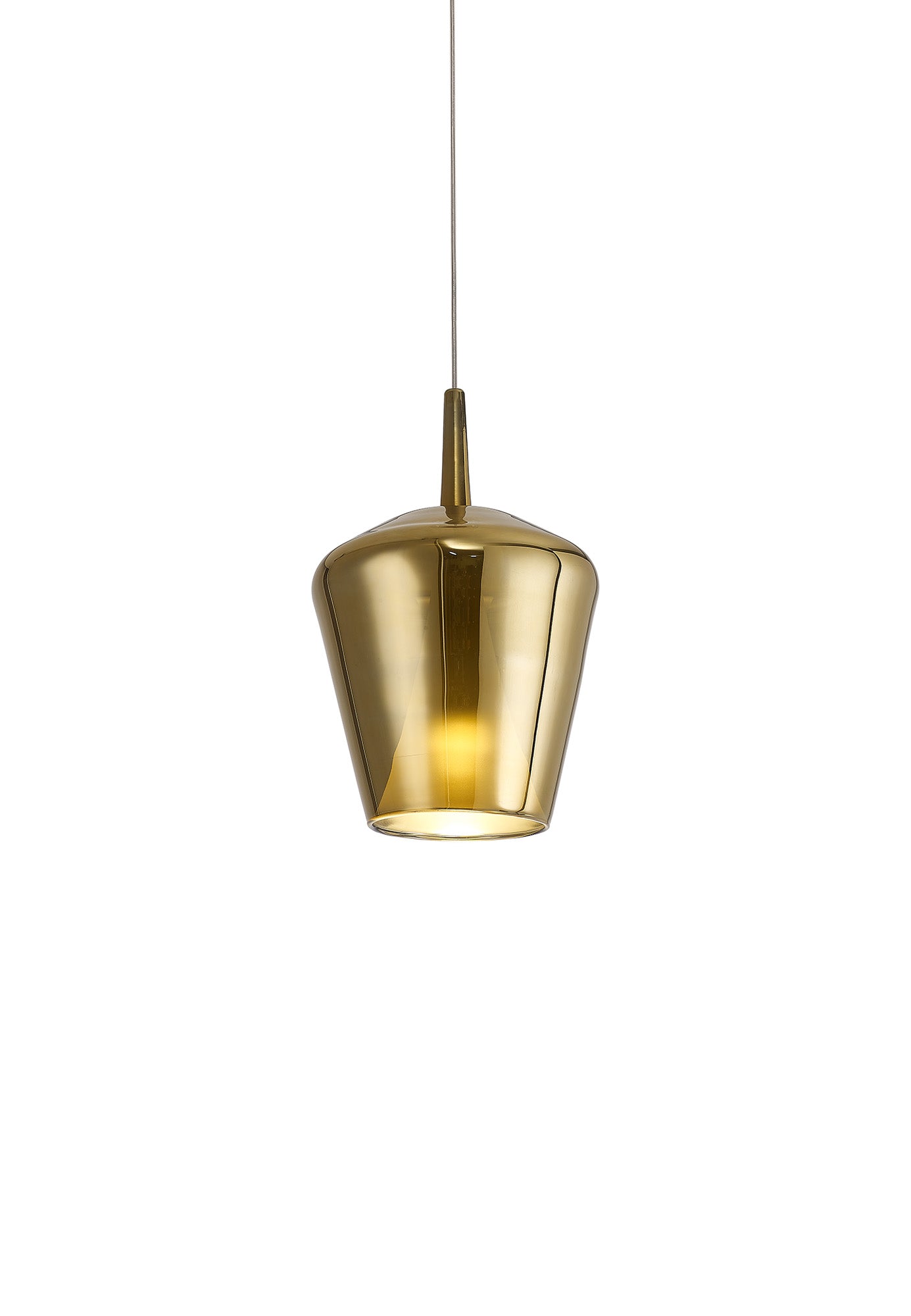 Elsa Assembly Pendant (WITHOUT PLATE) With Inverted Bell Shade, 1 Light E27, Gold Glass With Frosted Inner Cone by Mantra