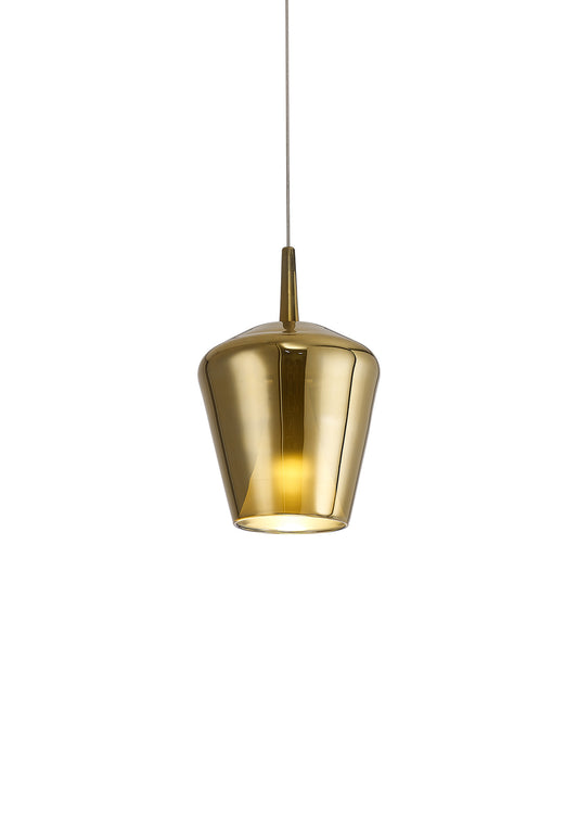 Elsa Assembly Pendant (WITHOUT PLATE) With Inverted Bell Shade, 1 Light E27, Gold Glass With Frosted Inner Cone by Mantra