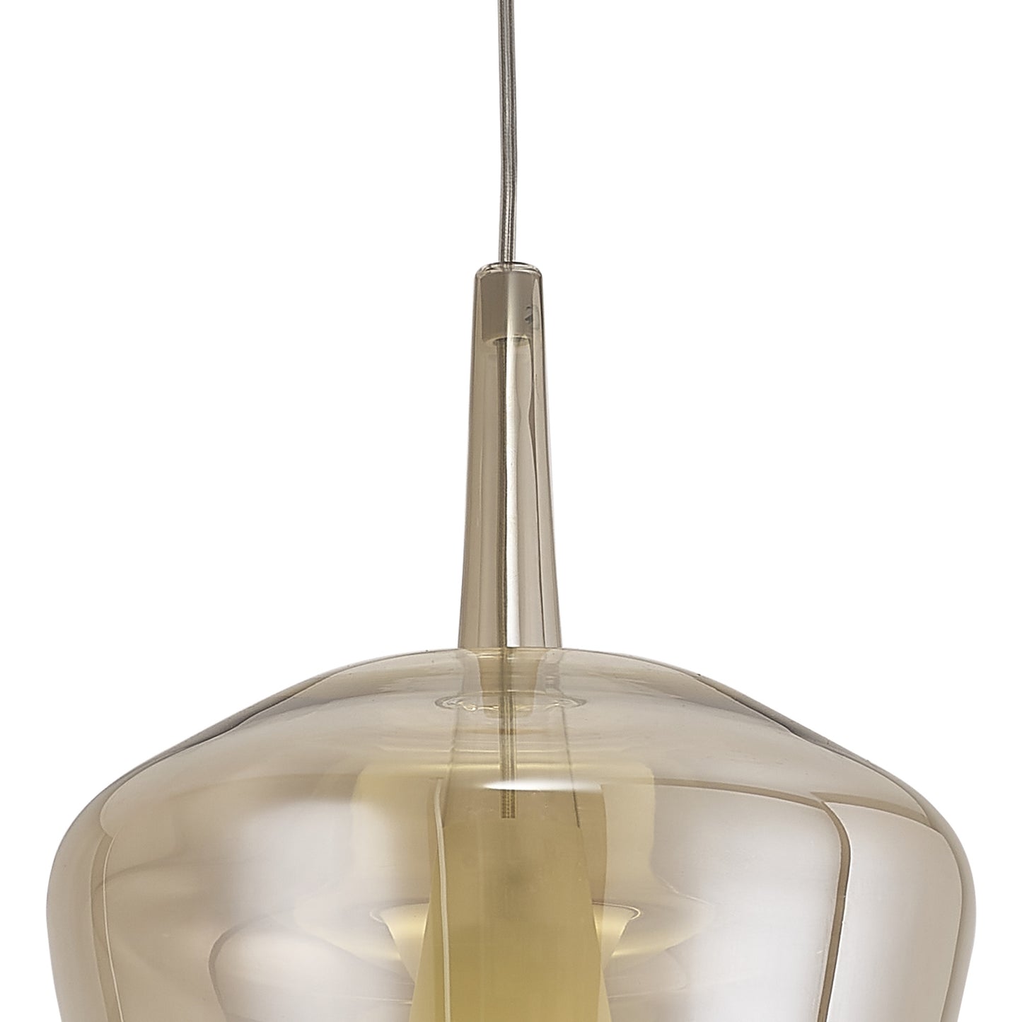 Elsa Assembly Pendant (WITHOUT PLATE) With Inverted Bell Shade, 1 Light E27, Bronze Glass With Frosted Inner Cone by Mantra