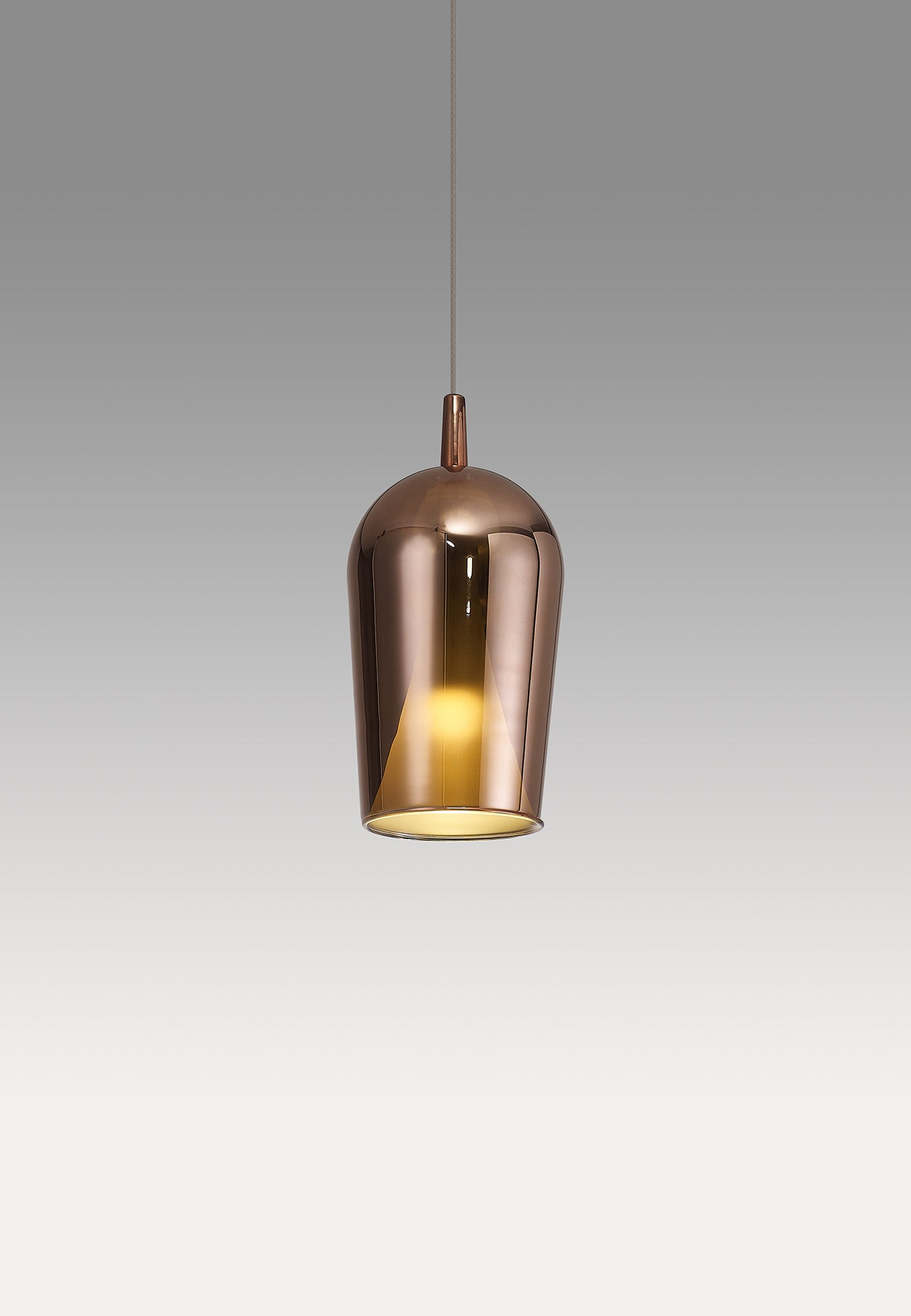 Elsa Assembly Pendant (WITHOUT PLATE) With Champagne Glass Shade, 1 Light E27, Copper Glass With Frosted Inner Cone by Mantra