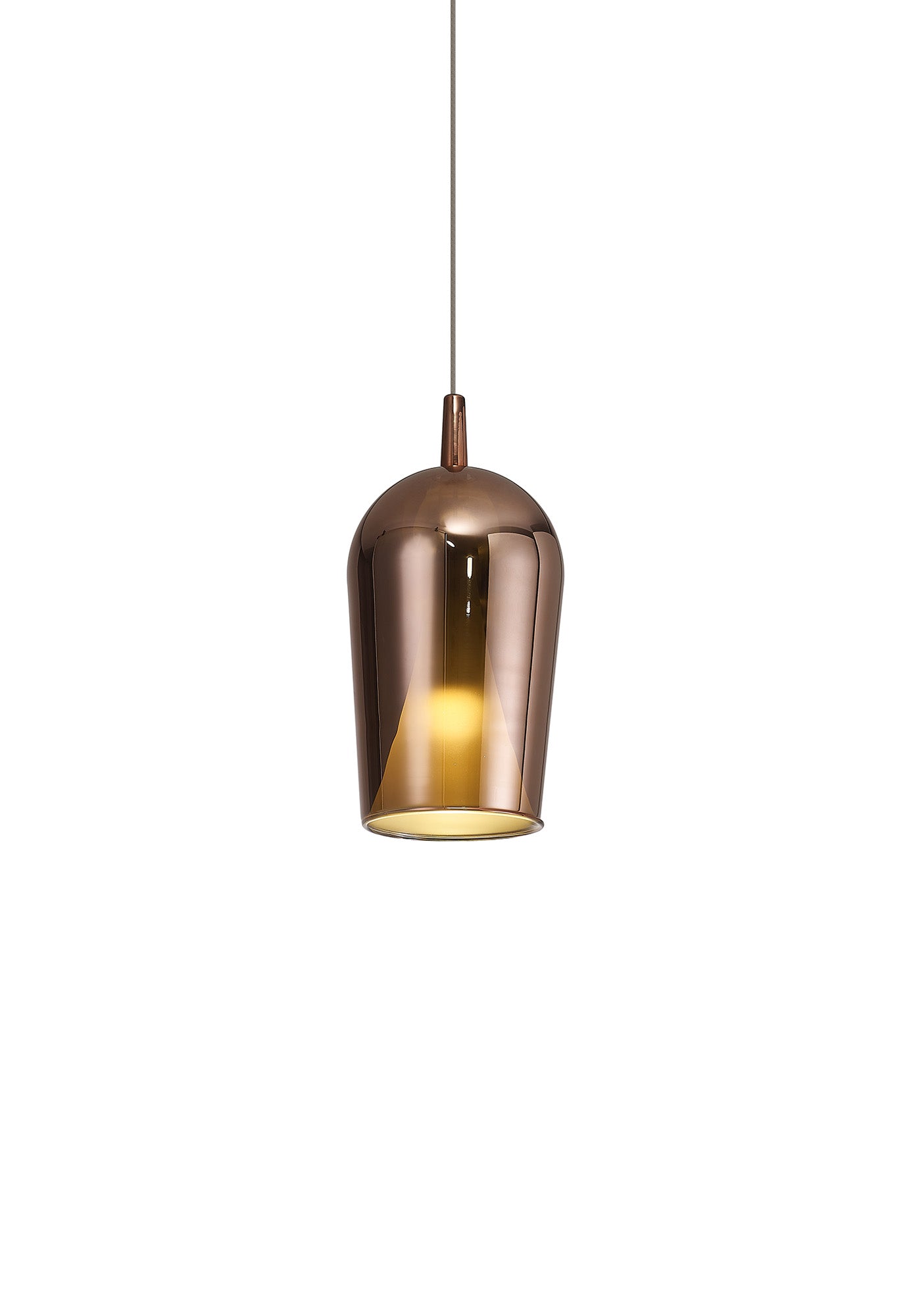 Elsa Assembly Pendant (WITHOUT PLATE) With Champagne Glass Shade, 1 Light E27, Copper Glass With Frosted Inner Cone by Mantra