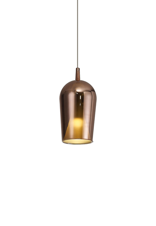 Elsa Assembly Pendant (WITHOUT PLATE) With Champagne Glass Shade, 1 Light E27, Copper Glass With Frosted Inner Cone by Mantra