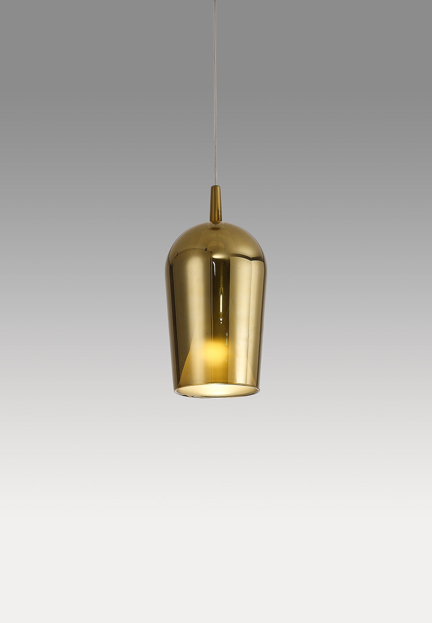 Elsa Assembly Pendant (WITHOUT PLATE) With Champagne Glass Shade, 1 Light E27, Gold Glass With Frosted Inner Cone by Mantra