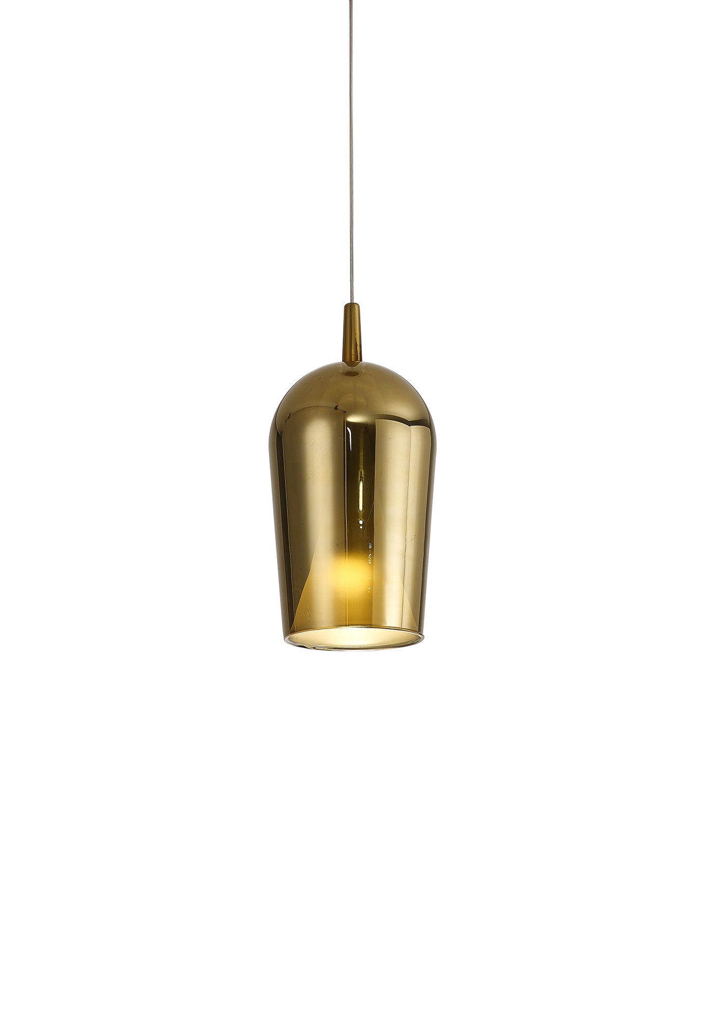 Elsa Assembly Pendant (WITHOUT PLATE) With Champagne Glass Shade, 1 Light E27, Gold Glass With Frosted Inner Cone by Mantra