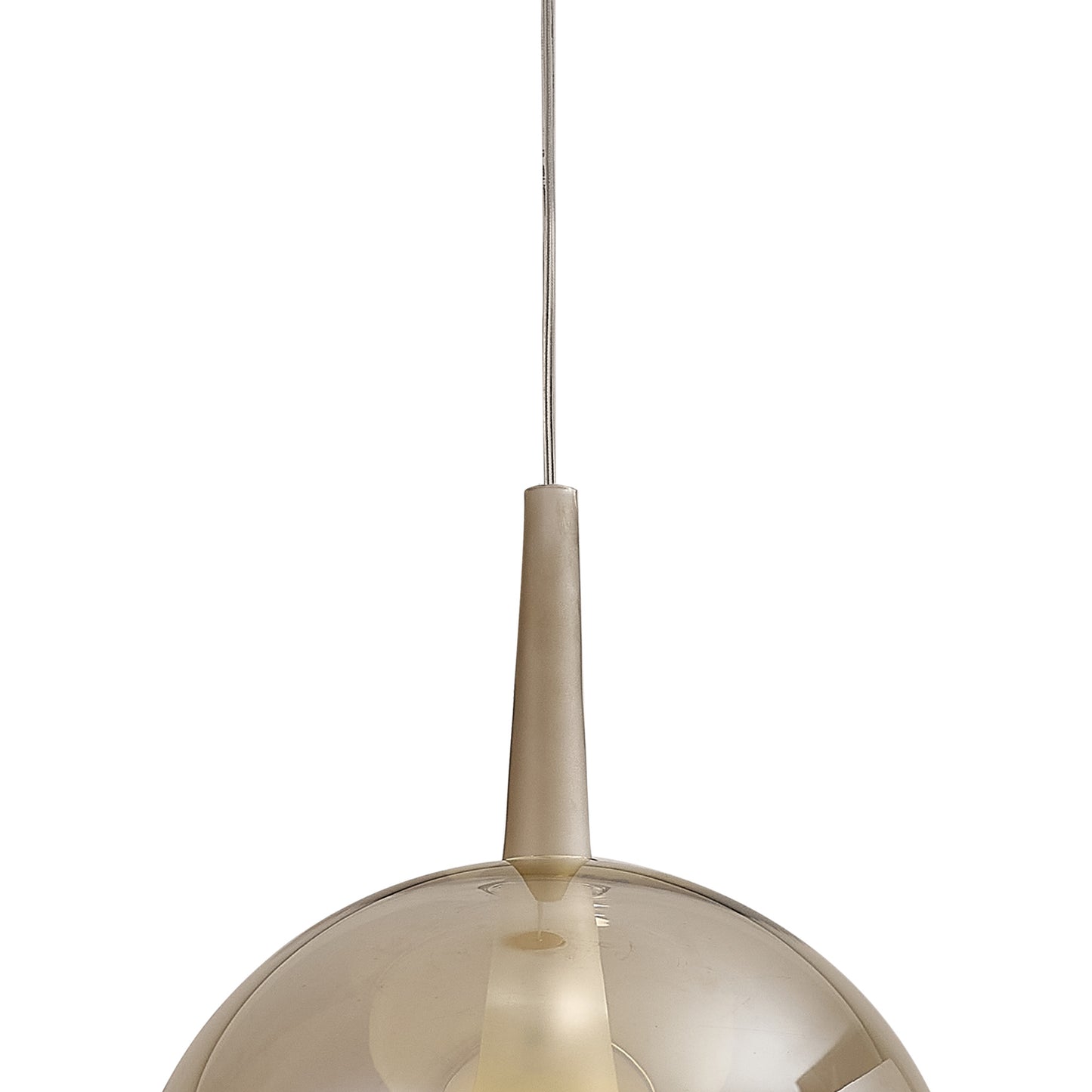 Elsa Pendant With Round Shade, 1 Light E27, Bronze Glass With Frosted Inner Cone by Mantra