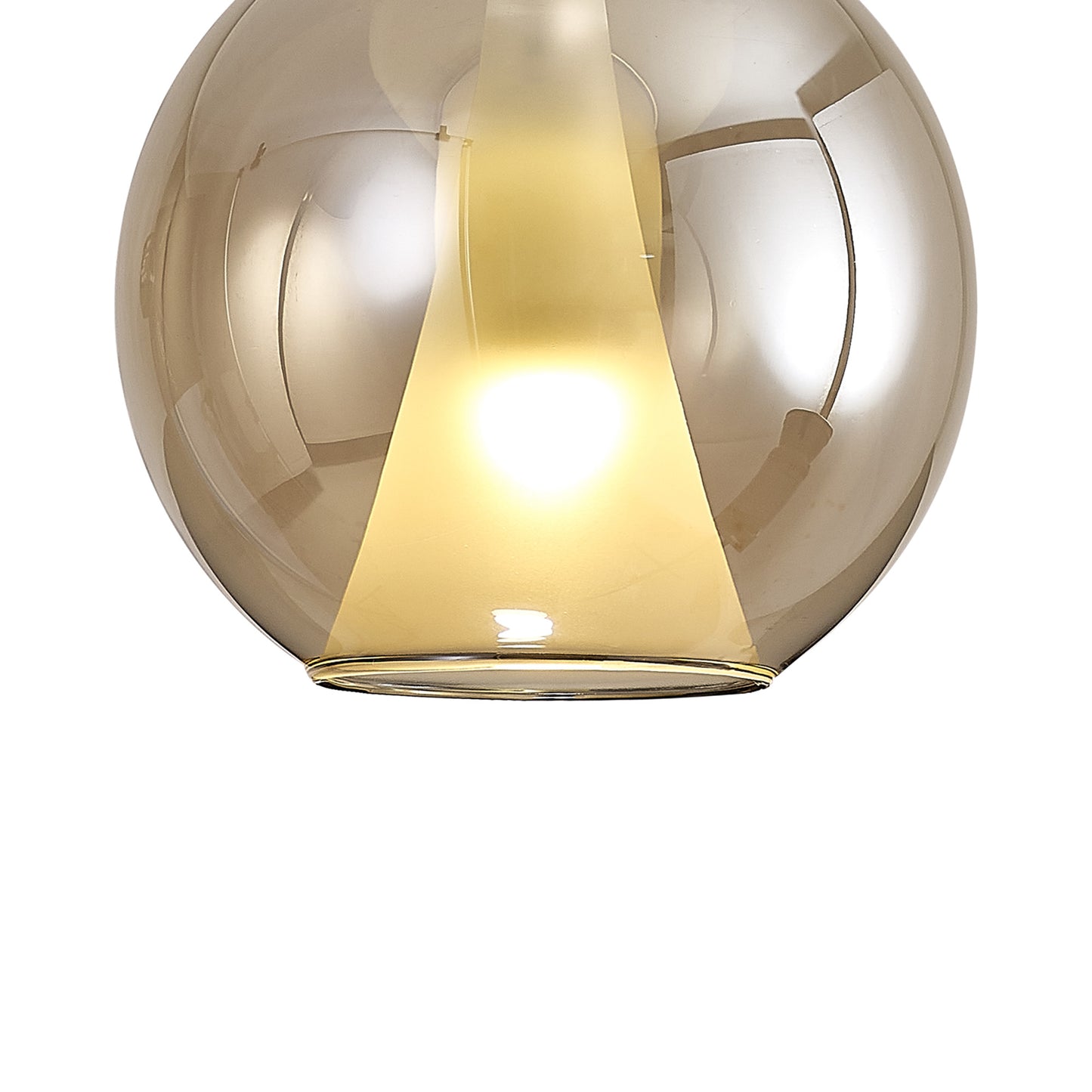 Elsa Pendant With Round Shade, 1 Light E27, Bronze Glass With Frosted Inner Cone by Mantra