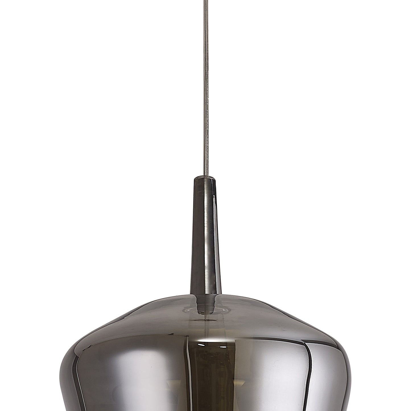 Elsa Pendant With Inverted Bell Shade, 1 Light E27, Chrome Glass With Frosted Inner Cone by Mantra