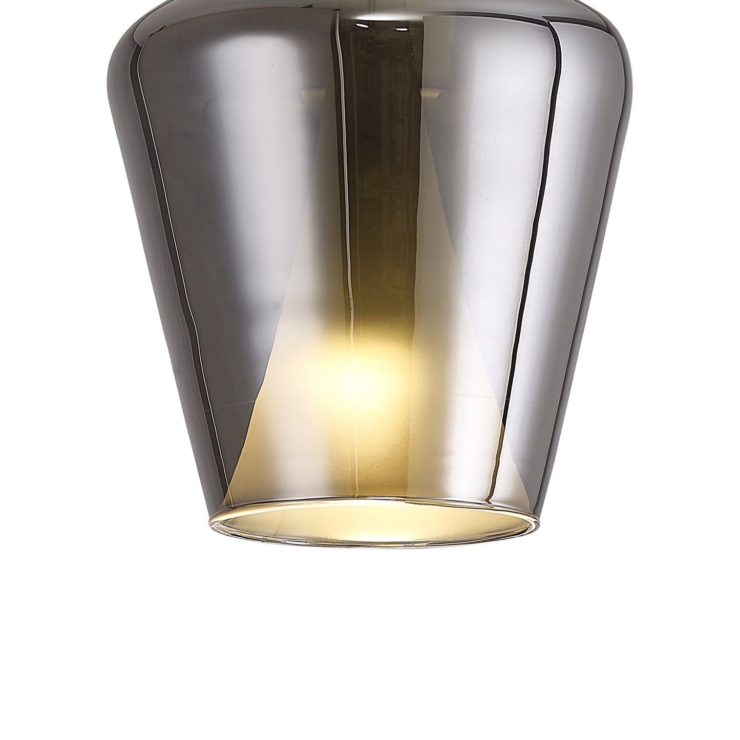 Elsa Pendant With Inverted Bell Shade, 1 Light E27, Chrome Glass With Frosted Inner Cone by Mantra