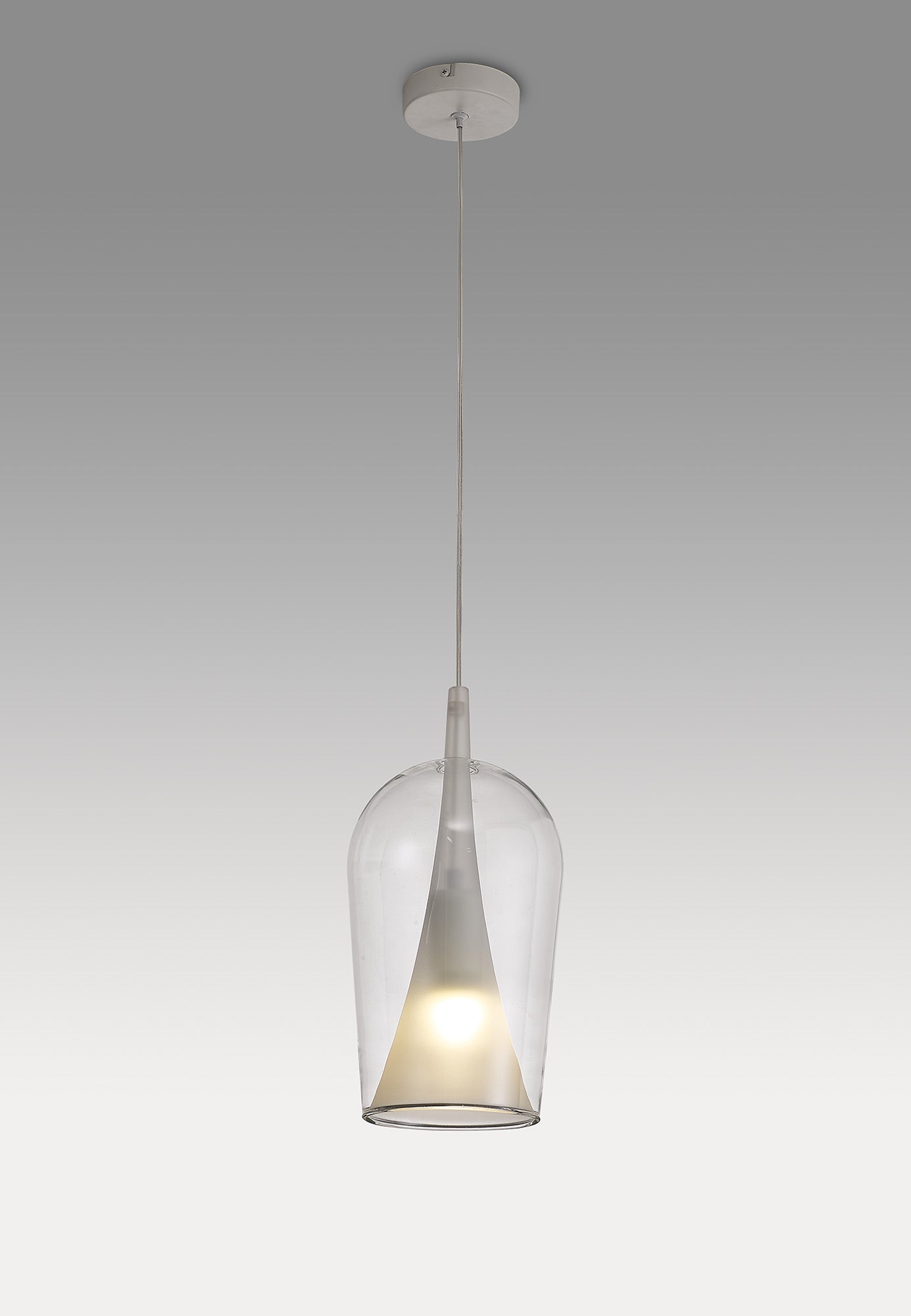 Elsa Pendant With Champagne Glass Shade, 1 Light E27, Clear Glass With Frosted Inner Cone by Mantra