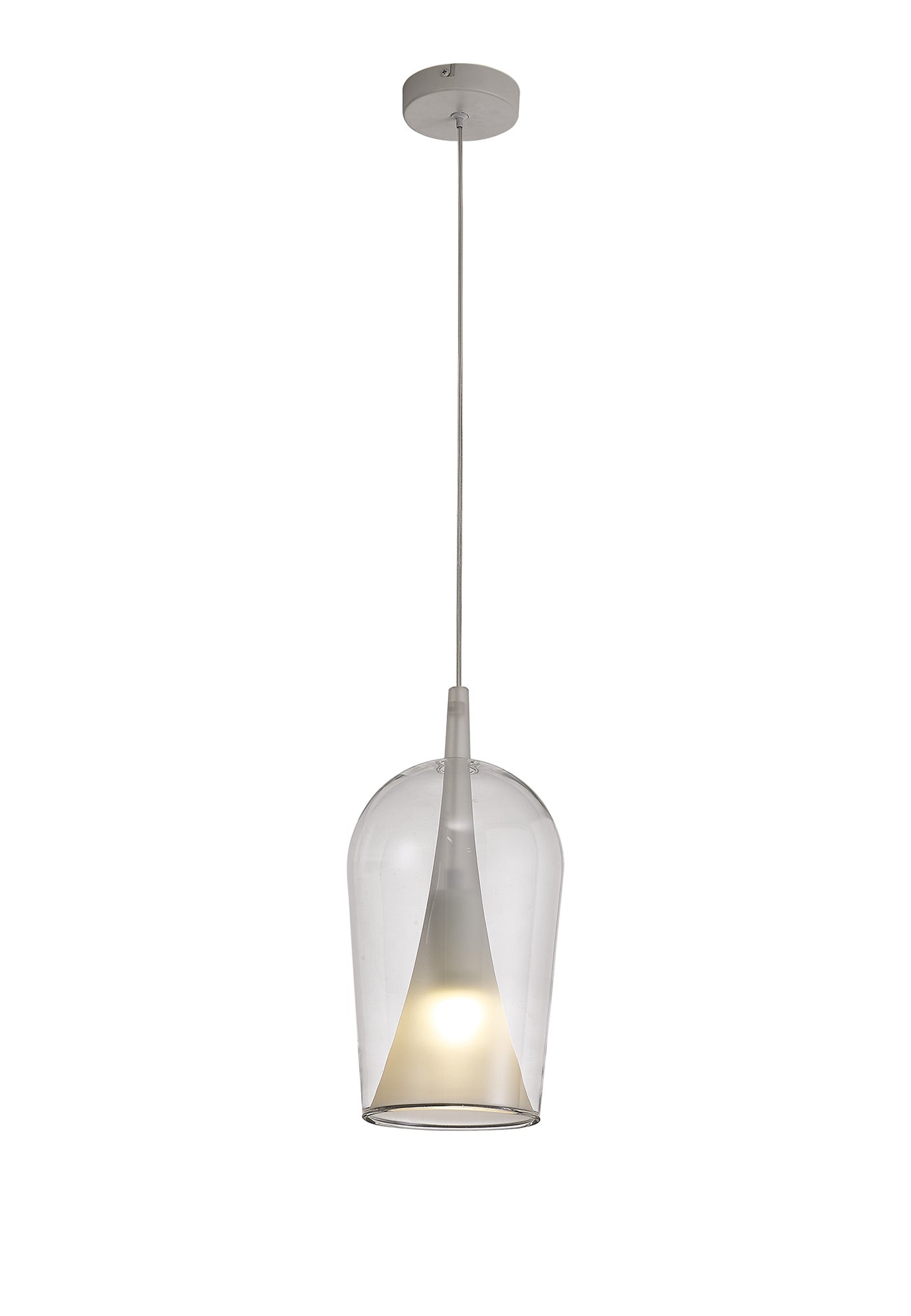 Elsa Pendant With Champagne Glass Shade, 1 Light E27, Clear Glass With Frosted Inner Cone by Mantra