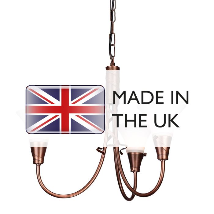 Emily 3 Light Chandelier - Copper Patina