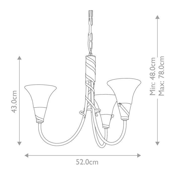 Emily 3 Light Chandelier - Copper Patina