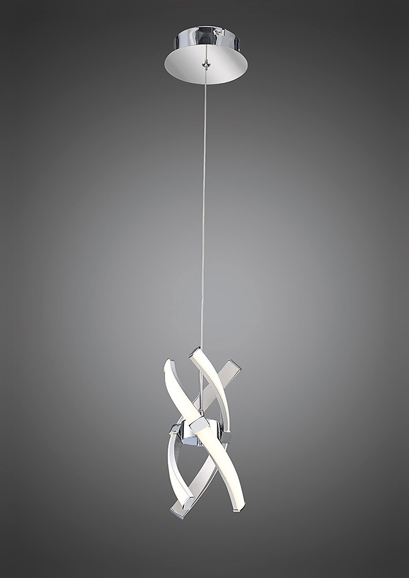 Espirales Pendant 1 Light 12W LED 3000K, 840lm, Silver/Frosted Acrylic/Polished Chrome, 3yrs Warranty by Mantra