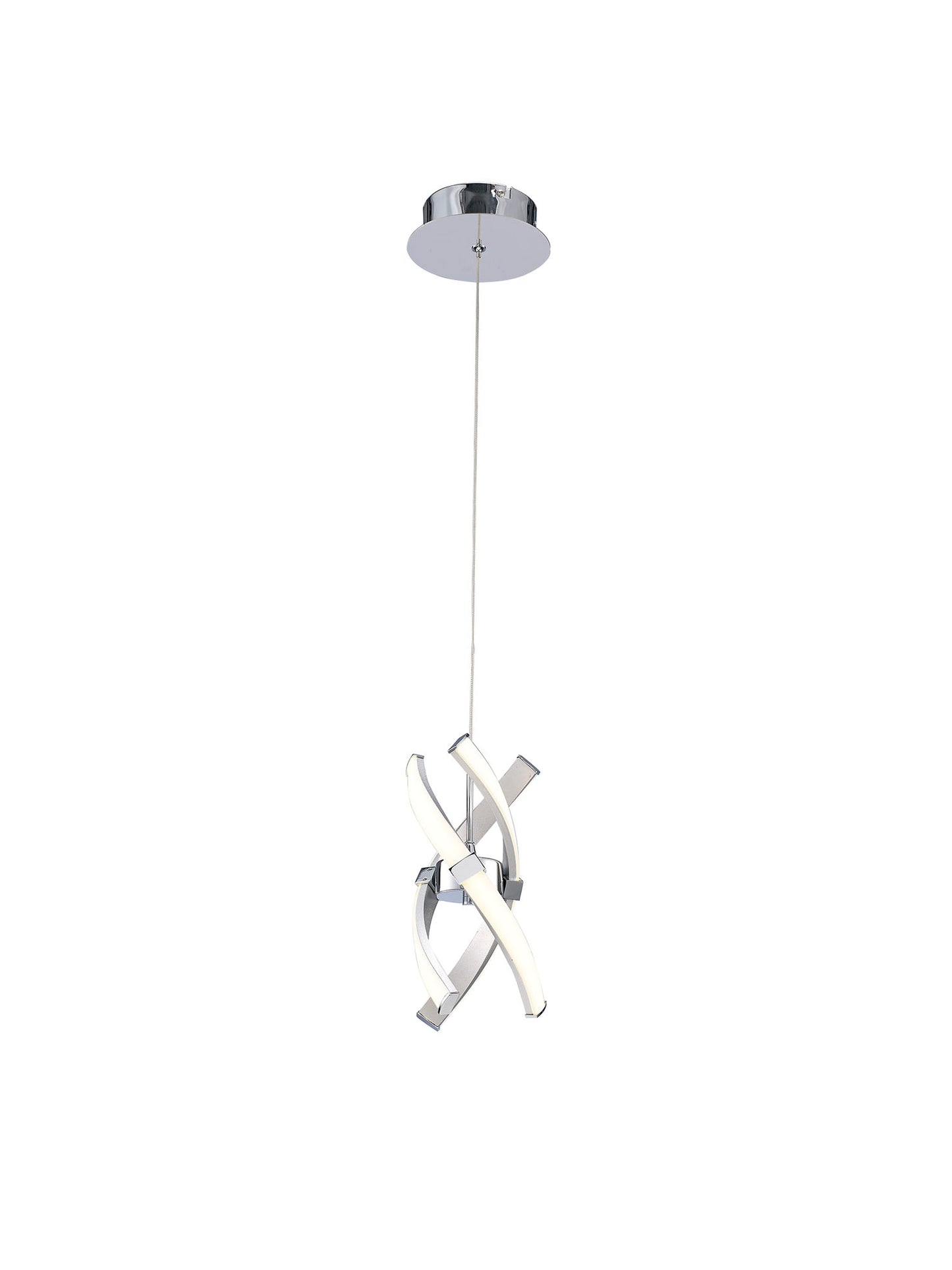 Espirales Pendant 1 Light 12W LED 3000K, 840lm, Silver/Frosted Acrylic/Polished Chrome, 3yrs Warranty by Mantra