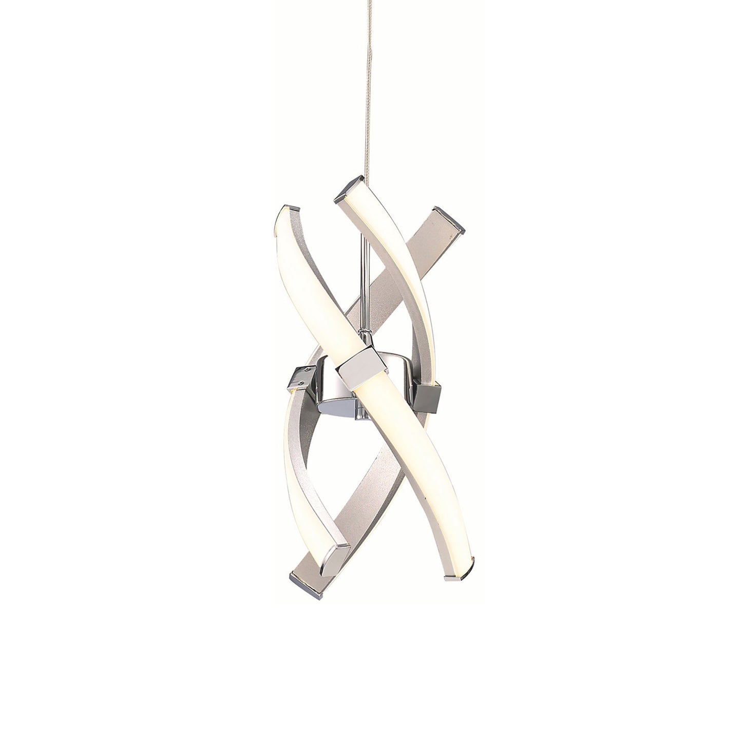 Espirales Pendant 1 Light 12W LED 3000K, 840lm, Silver/Frosted Acrylic/Polished Chrome, 3yrs Warranty by Mantra