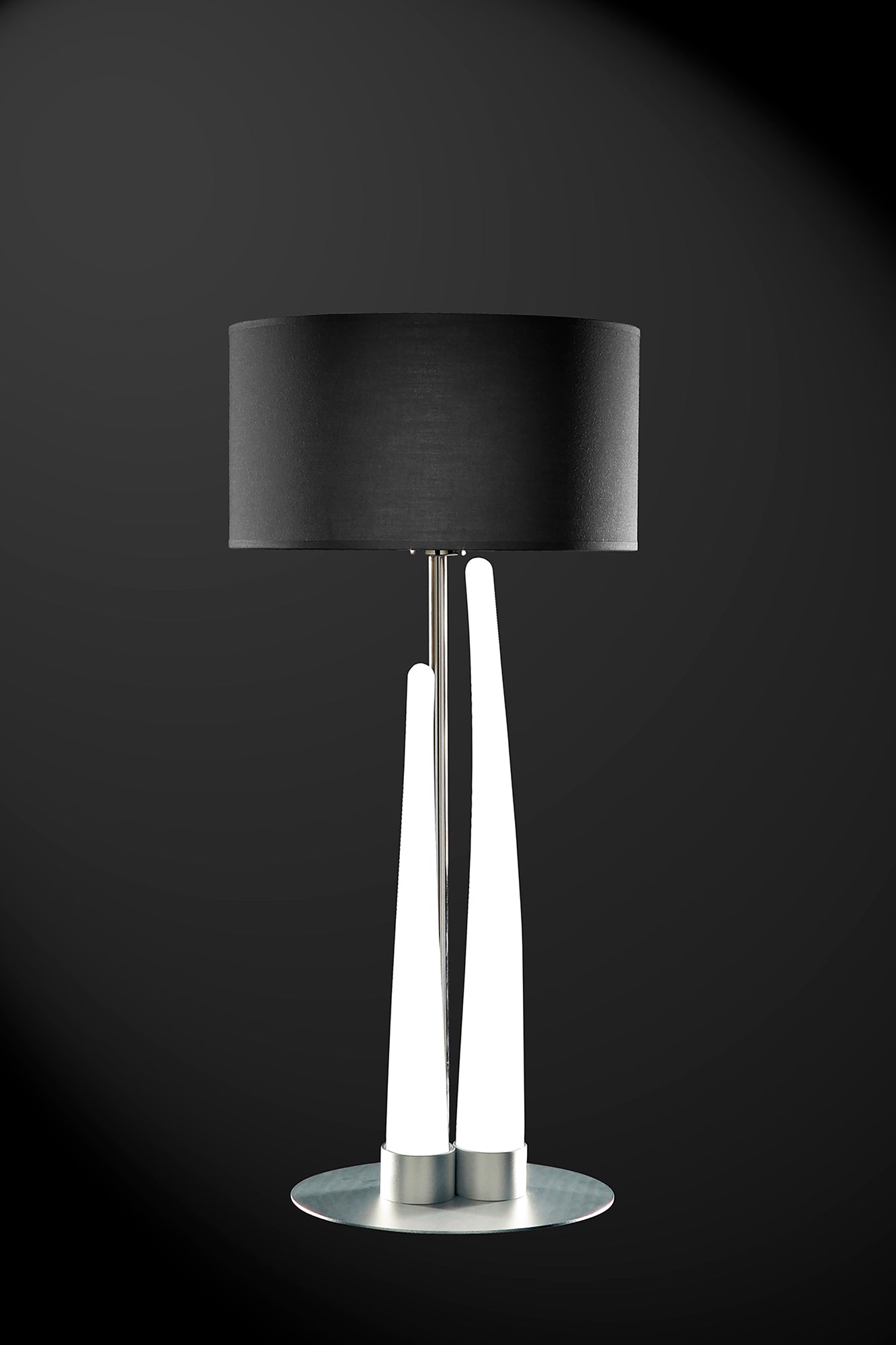 Estalacta Table Lamp 3 Light GU10 Indoor, Silver/Opal White With Black Shade by Mantra