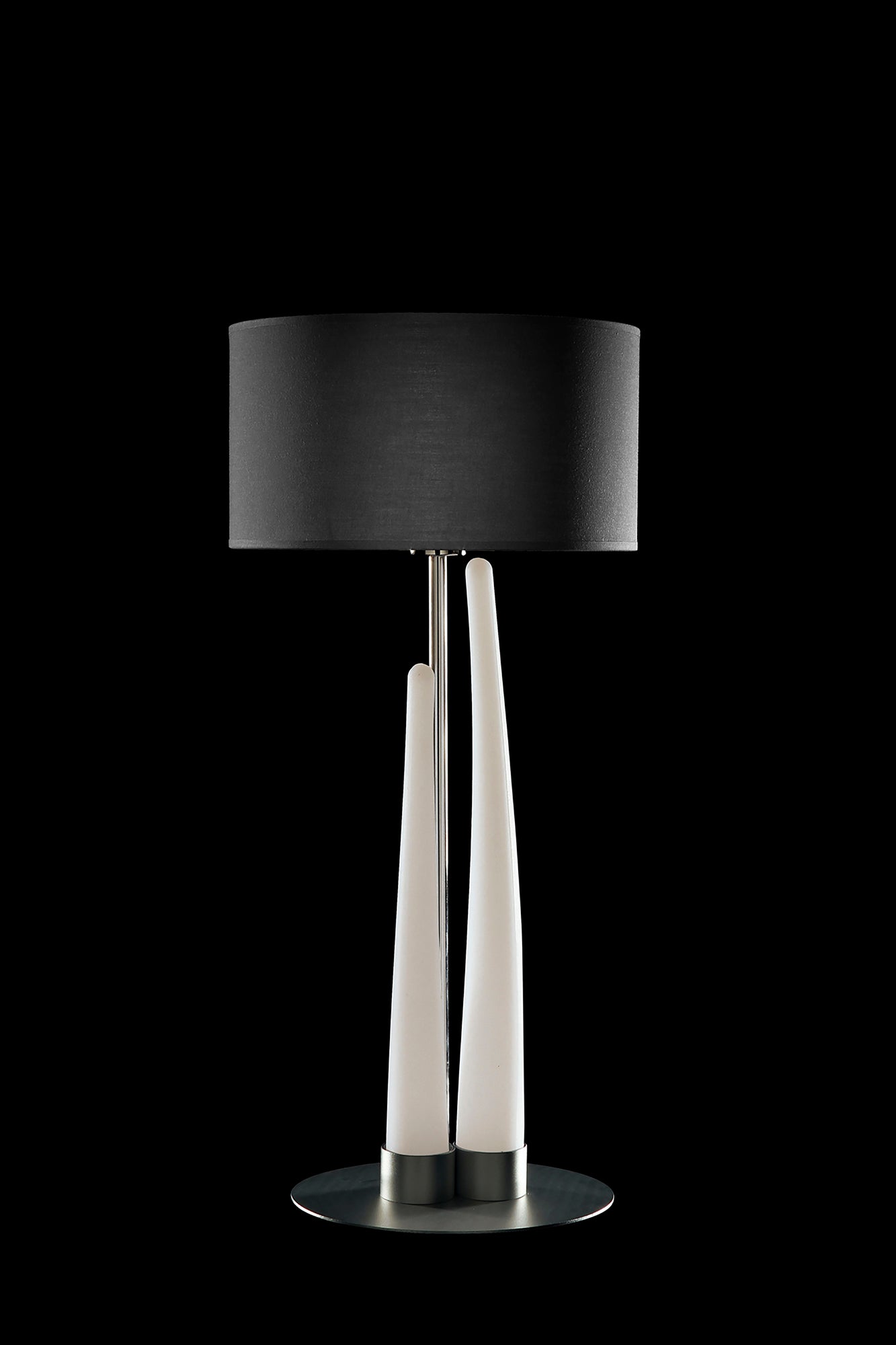 Estalacta Table Lamp 3 Light GU10 Indoor, Silver/Opal White With Black Shade by Mantra