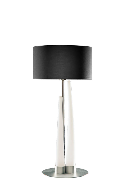 Estalacta Table Lamp 3 Light GU10 Indoor, Silver/Opal White With Black Shade by Mantra