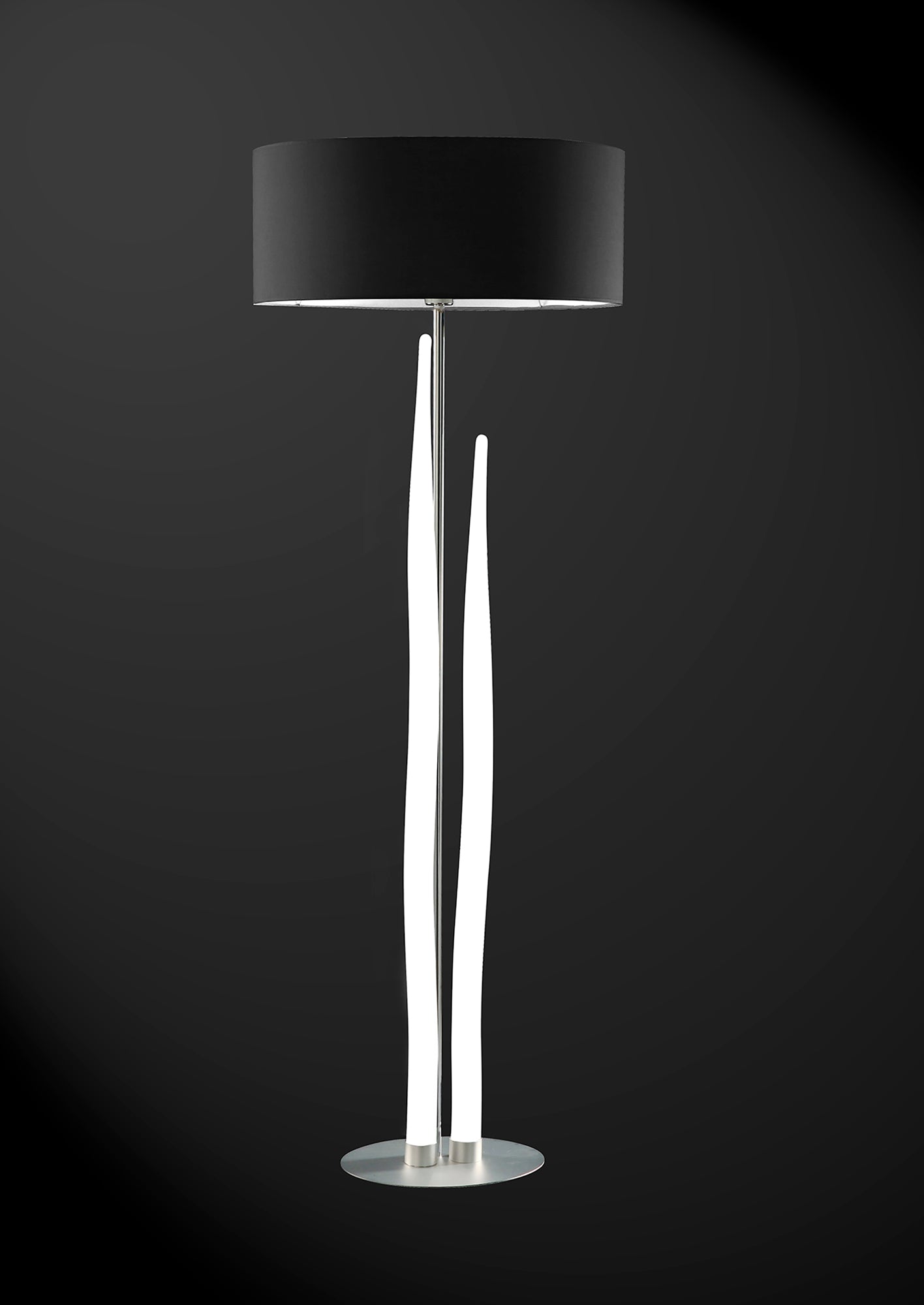 Estalacta Floor Lamp 3 Light GU10 Indoor, Silver/Opal White With Black Shade by Mantra