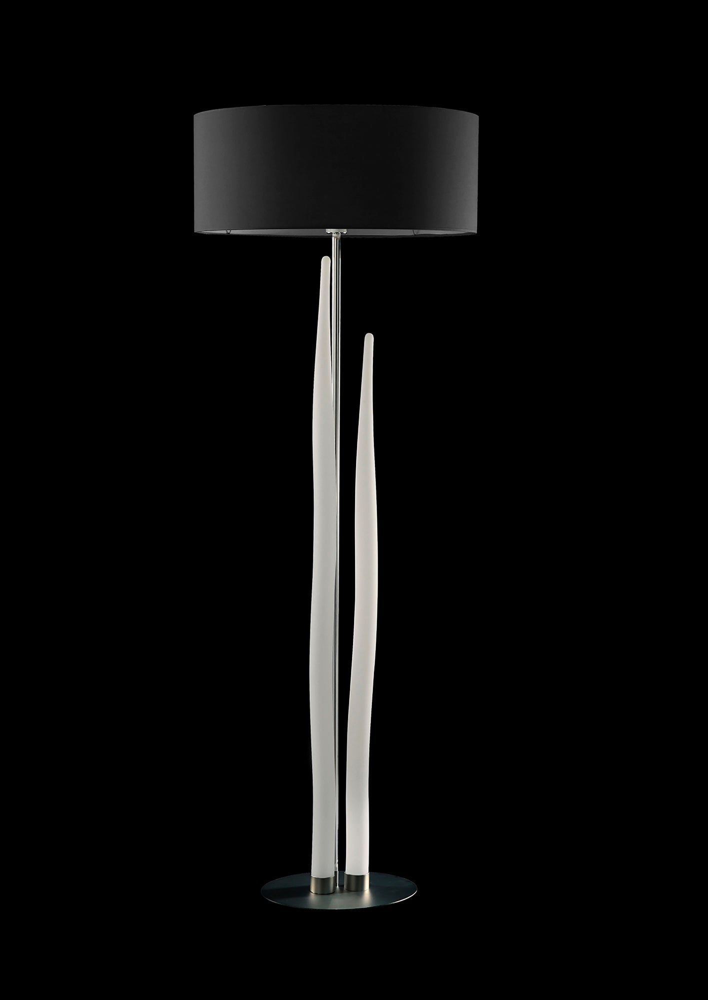 Estalacta Floor Lamp 3 Light GU10 Indoor, Silver/Opal White With Black Shade by Mantra