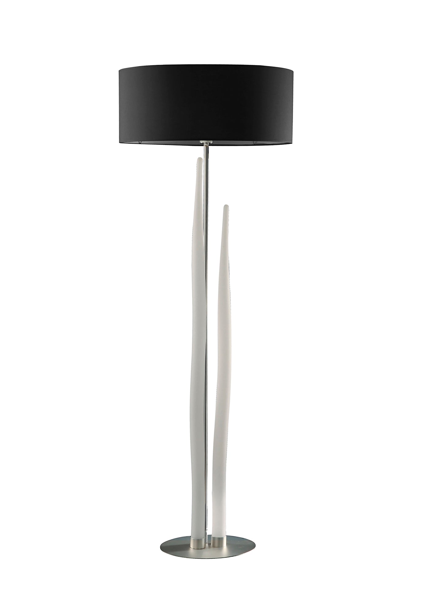 Estalacta Floor Lamp 3 Light GU10 Indoor, Silver/Opal White With Black Shade by Mantra