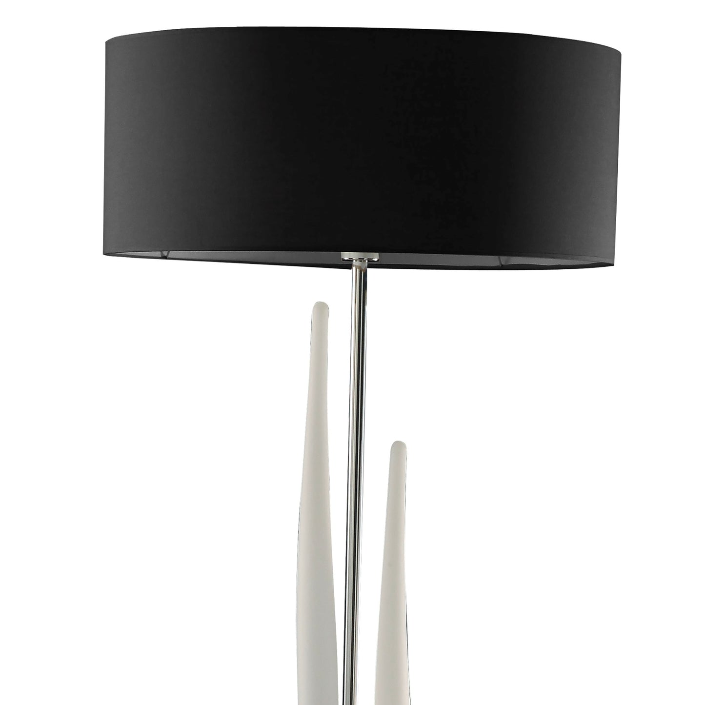 Estalacta Floor Lamp 3 Light GU10 Indoor, Silver/Opal White With Black Shade by Mantra