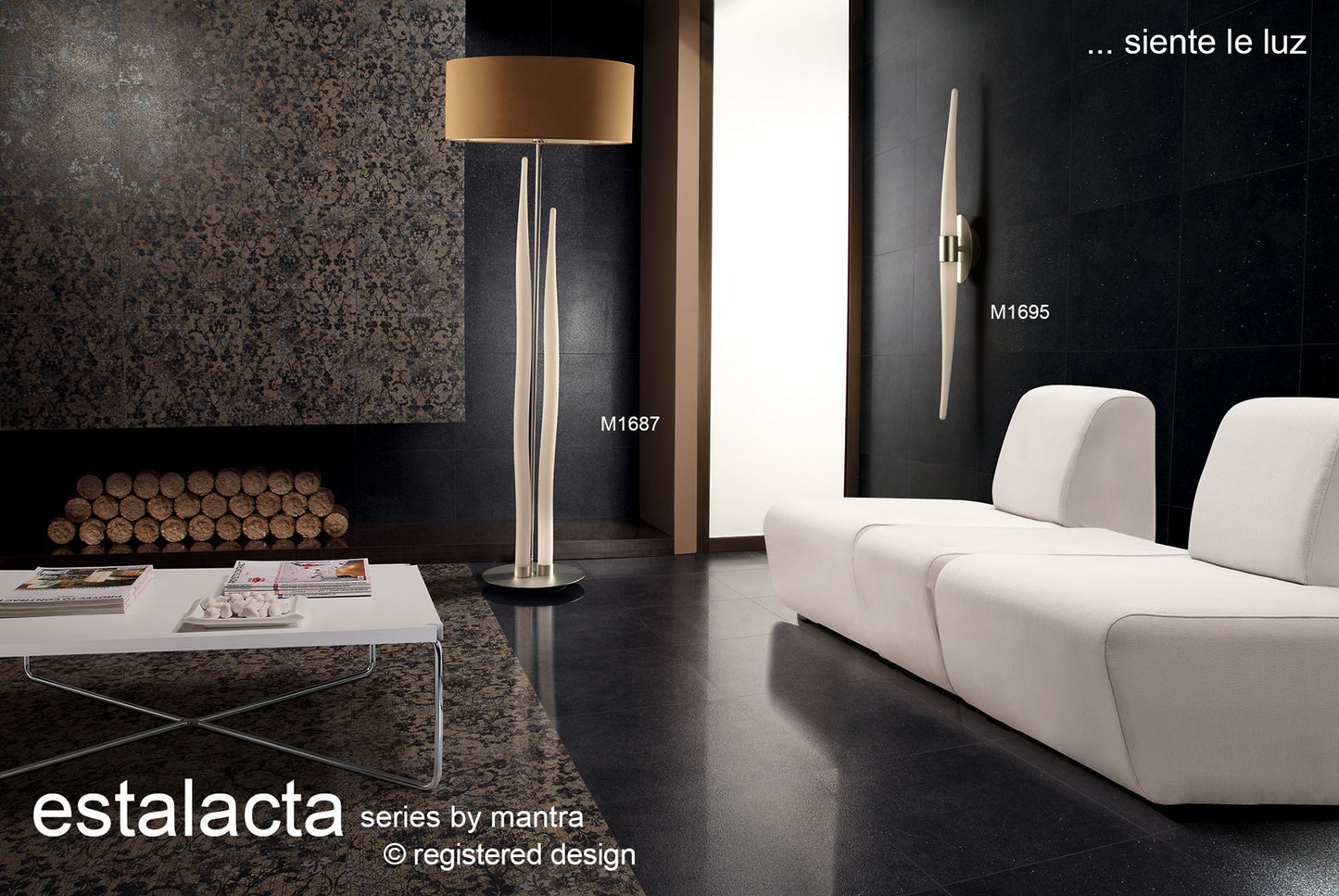 Estalacta Floor Lamp 6 Light GU10 Bar Indoor, Silver/Opal White by Mantra