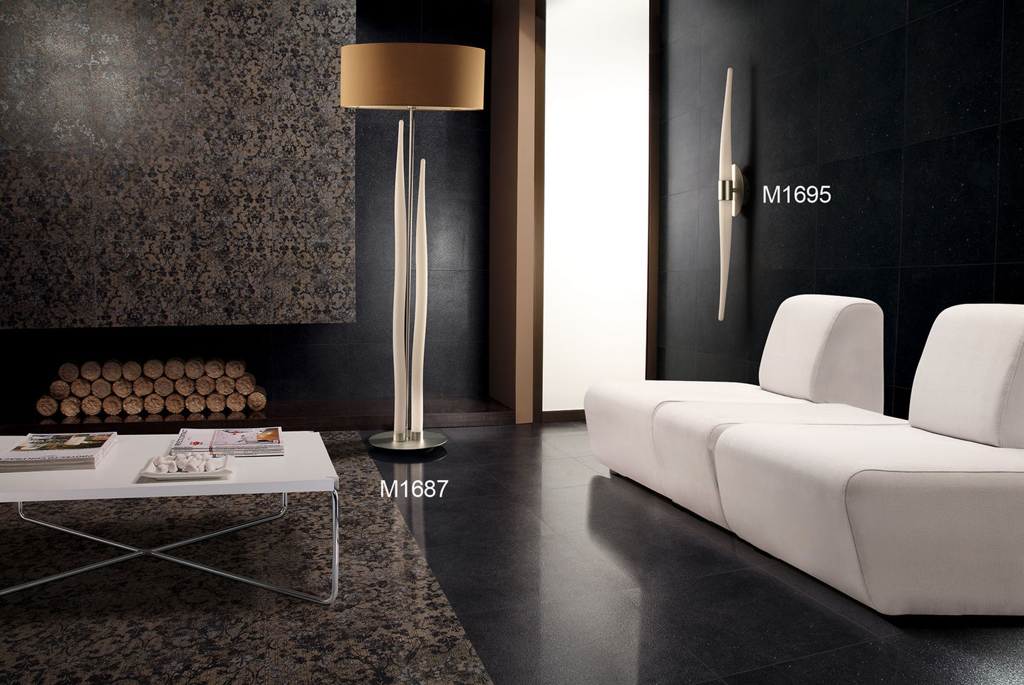 Estalacta Floor Lamp 6 Light GU10 Bar Indoor, Silver/Opal White by Mantra