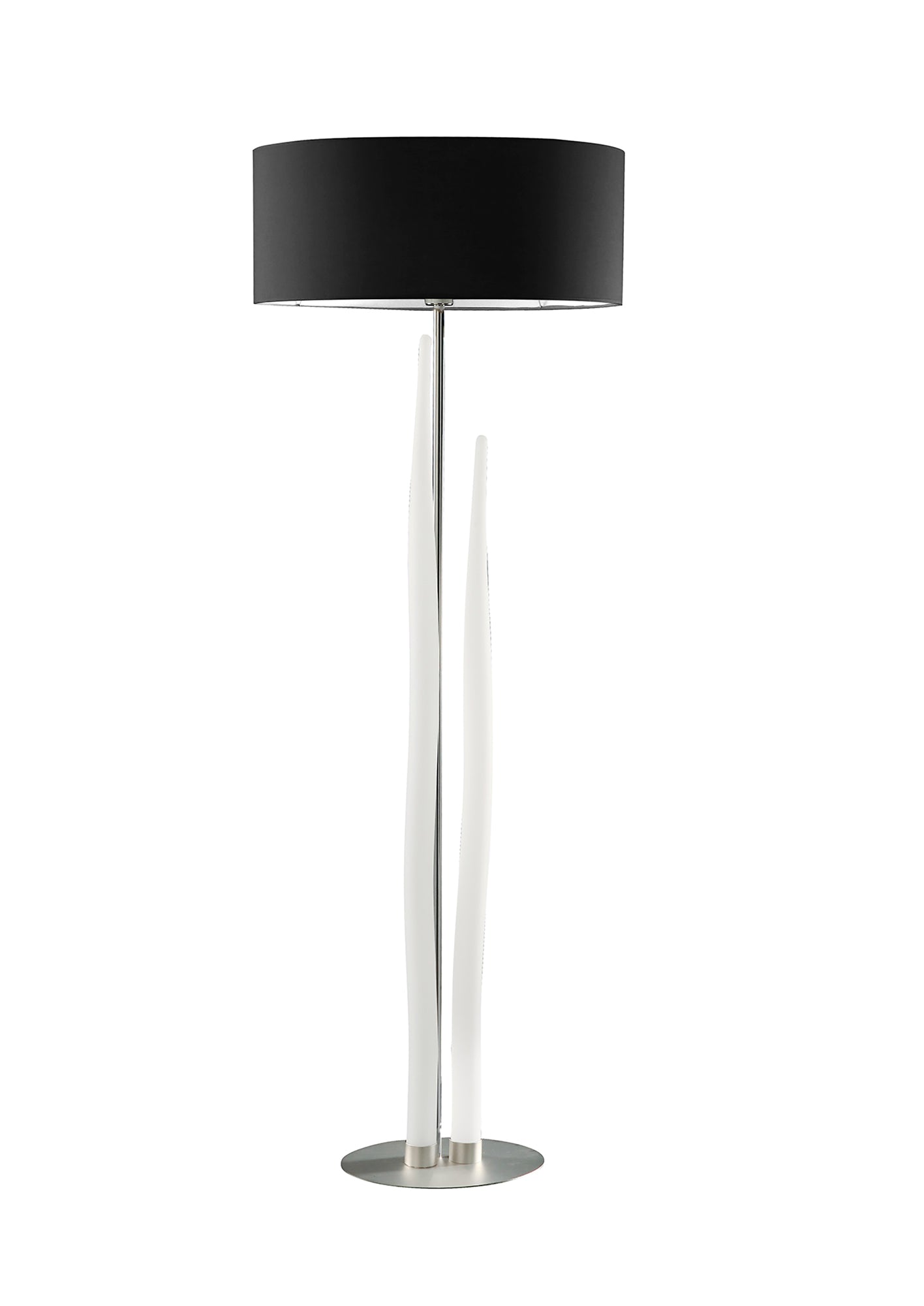 Estalacta Floor Lamp 3 Light GU10 Indoor, Silver/Opal White With Black Shade by Mantra