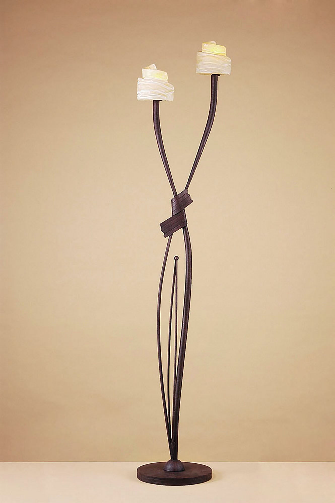 (0008 006) Estilo Floor Lamp 2 Light E14, Brown/Black Oxide by Mantra