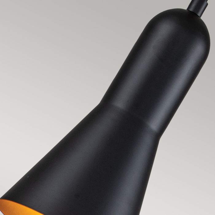 Etoile 1lt Small Pendant - Matte Black and Gold Leaf