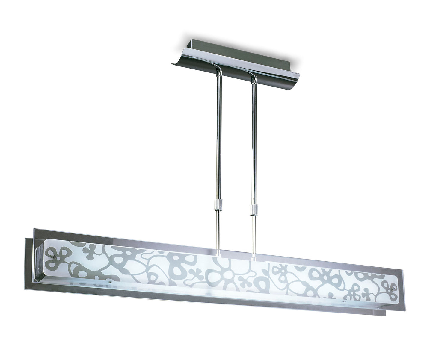 Euphoria Linear Pendant 2 Light T5, Polished Chrome, Opal White Glass, NOT LED, CFL Compatible by Mantra