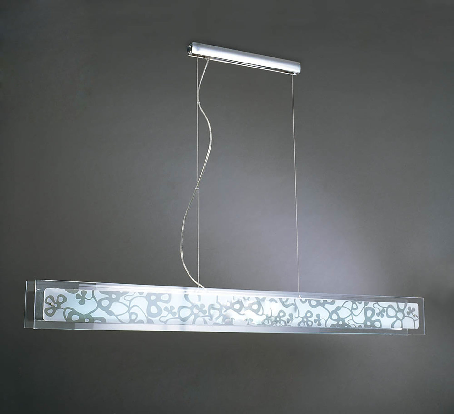 Euphoria Linear Pendant 2 Light T5 Wire, Polished Chrome, Opal White Glass, NOT LED, CFL Compatible by Mantra