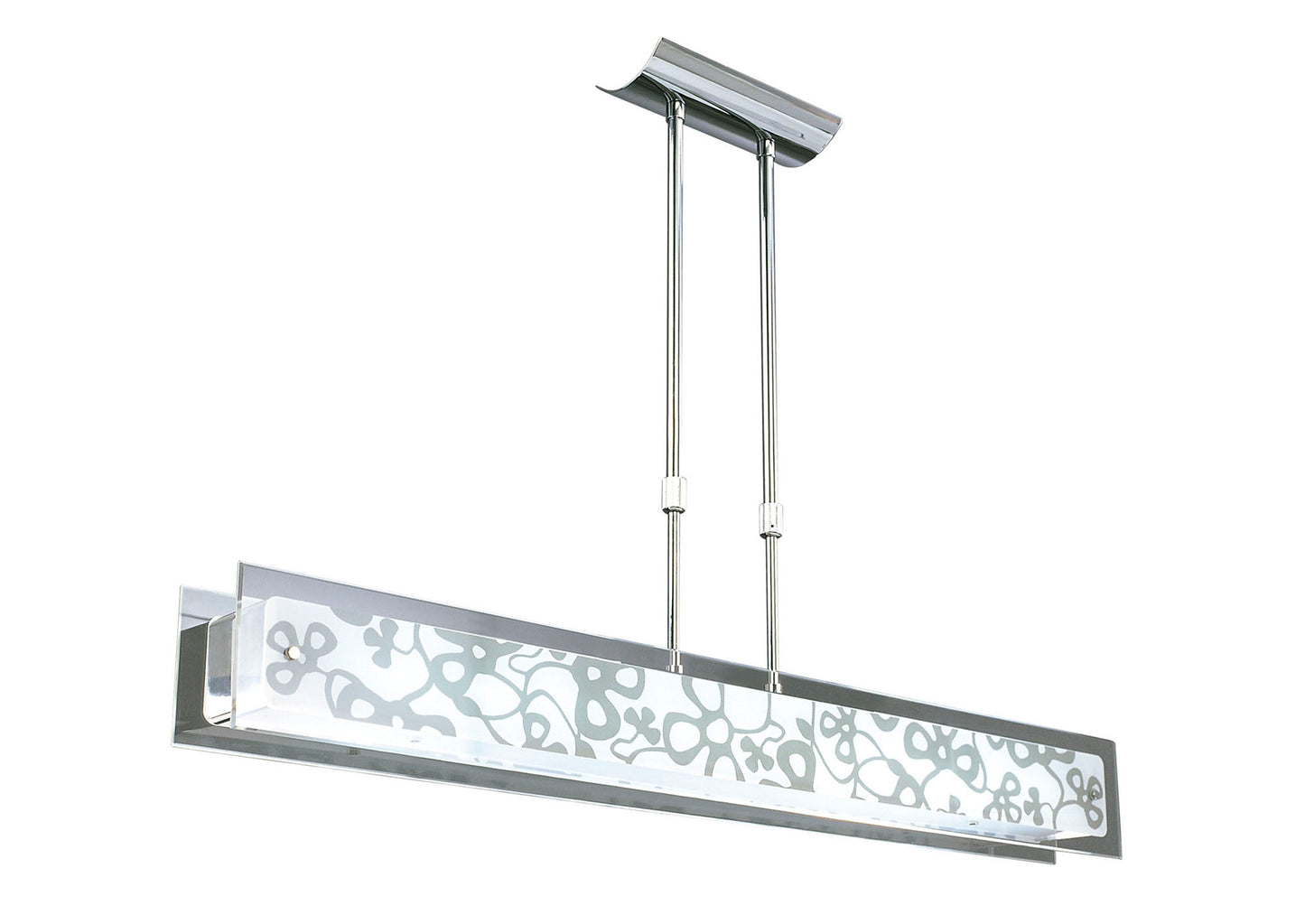 Euphoria Linear Pendant 2 Light T5 Wire, Polished Chrome, Opal White Glass, NOT LED, CFL Compatible by Mantra