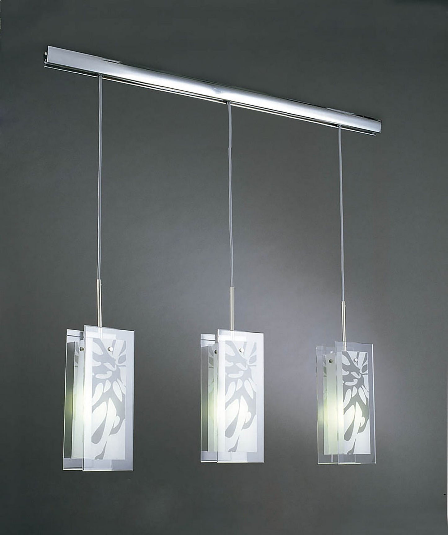 Euphoria Linear Pendant 3 Light L1/SGU10, Polished Chrome/Opal White Glass, CFL Lamps INCLUDED by Mantra