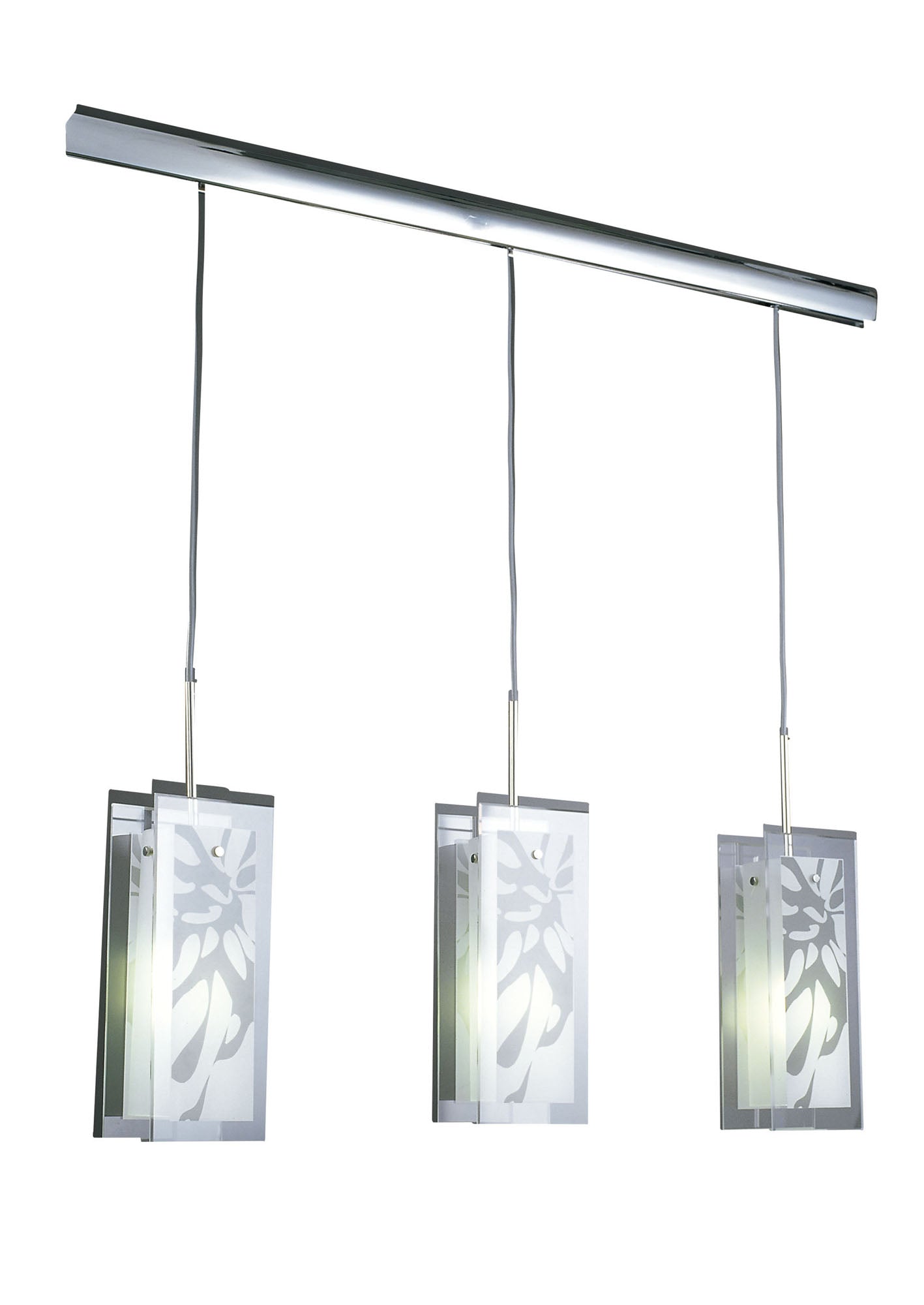 Euphoria Linear Pendant 3 Light L1/SGU10, Polished Chrome/Opal White Glass, CFL Lamps INCLUDED by Mantra