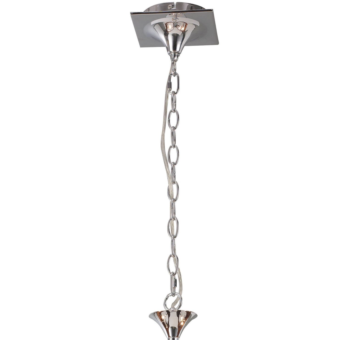 Eve Linear Pendant 2 Arm 4 Light E27, Polished Chrome With White Oval Shades by Mantra