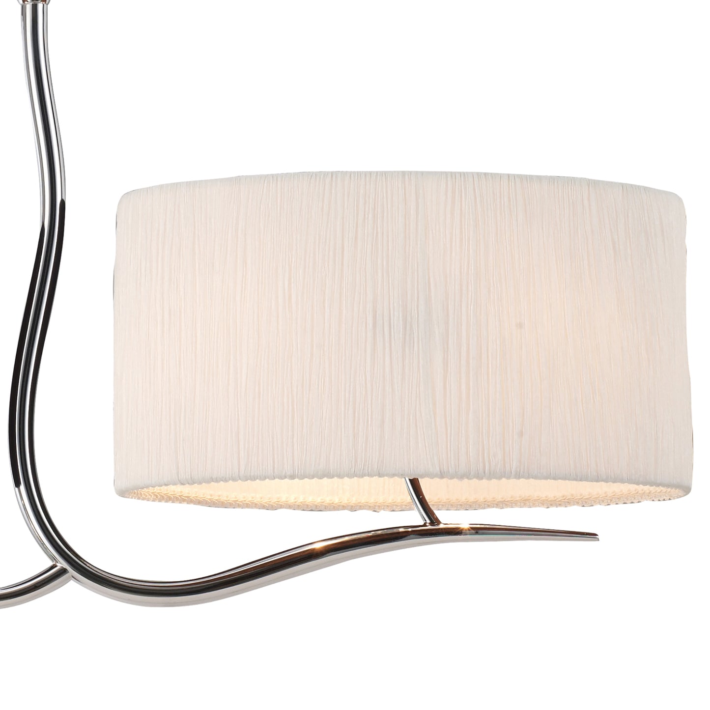 Eve Linear Pendant 2 Arm 4 Light E27, Polished Chrome With White Oval Shades by Mantra