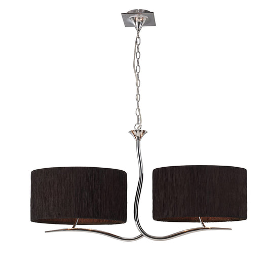 Eve Linear Pendant 2 Arm 4 Light E27, Polished Chrome With Black Oval Shades by Mantra