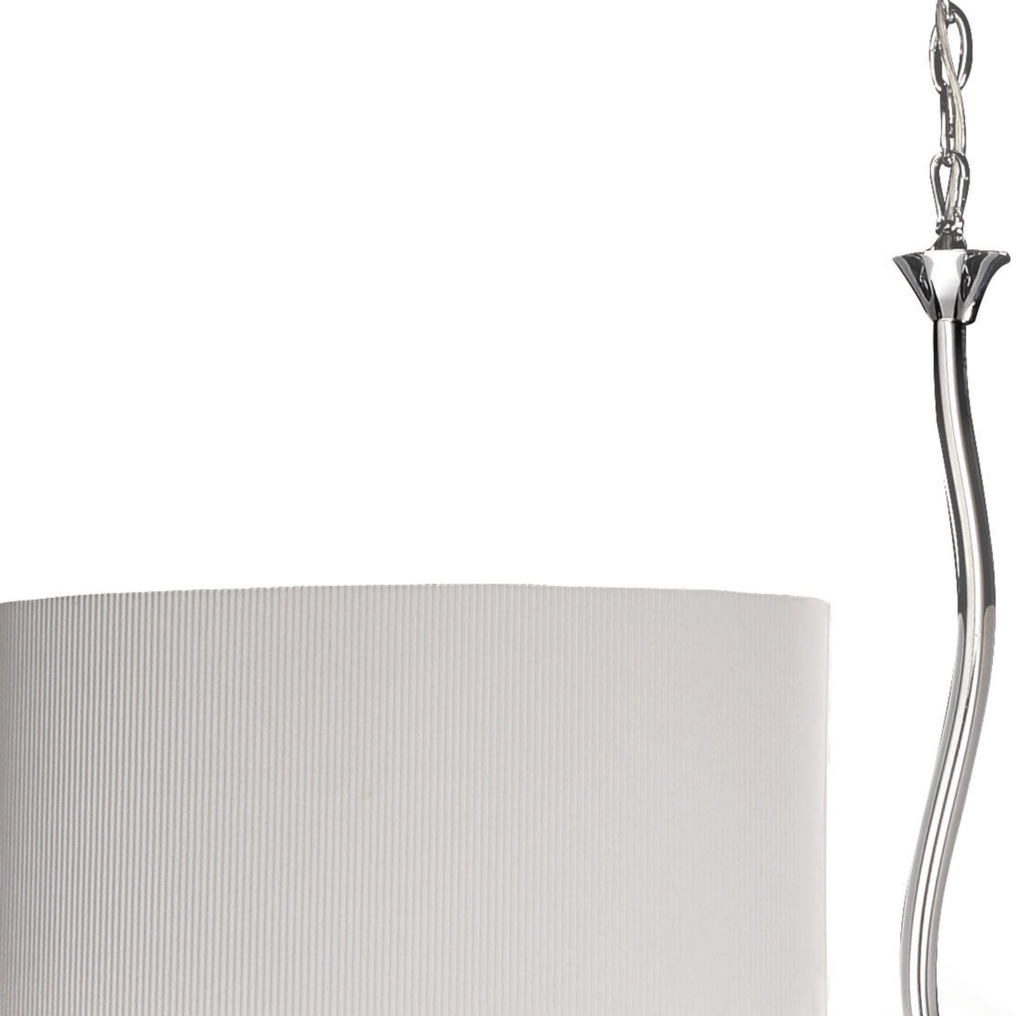 Eve Linear Pendant 2 Arm 4 Light E27, Polished Chrome With Spanish Corrugated White Oval Shades by Mantra