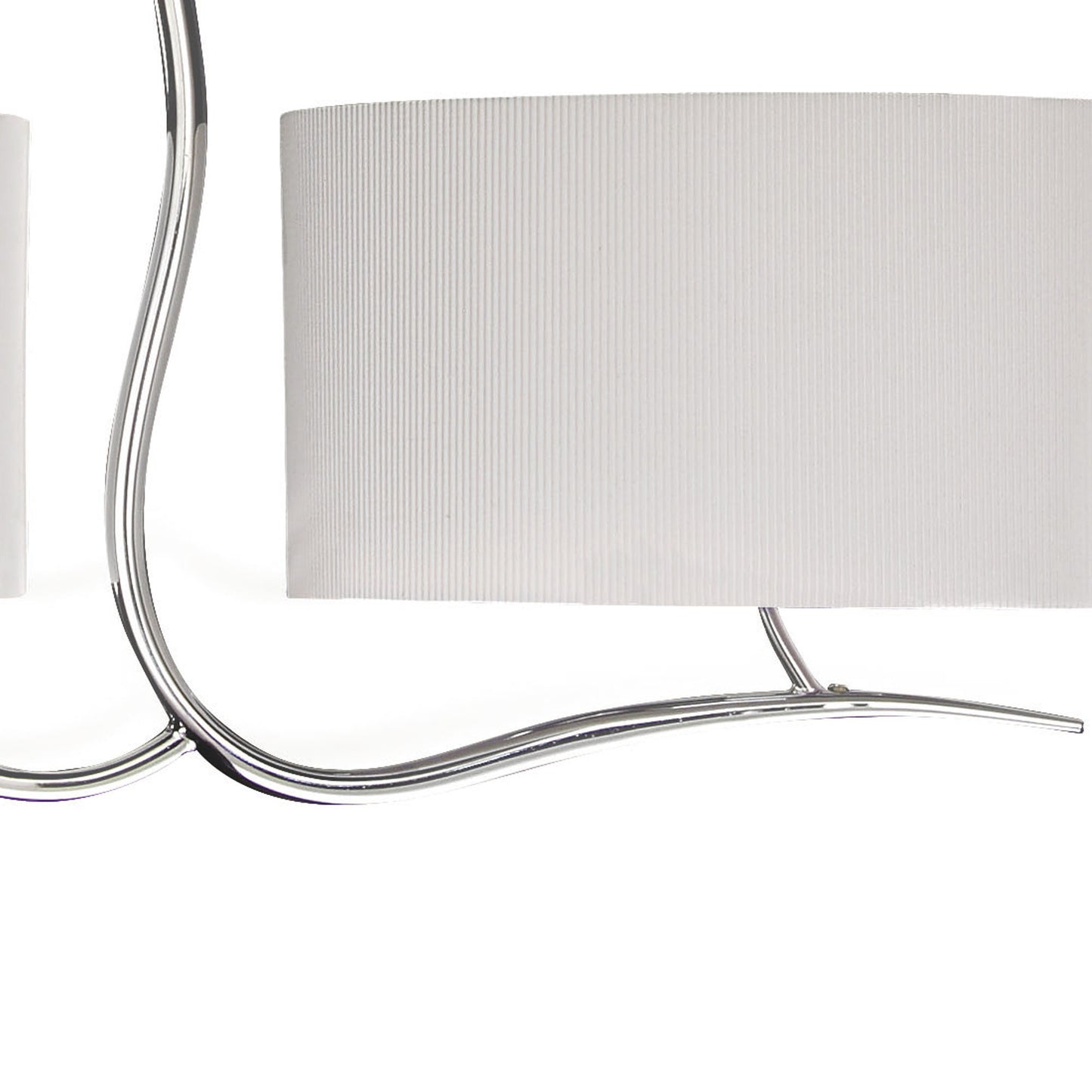 Eve Linear Pendant 2 Arm 4 Light E27, Polished Chrome With Spanish Corrugated White Oval Shades by Mantra