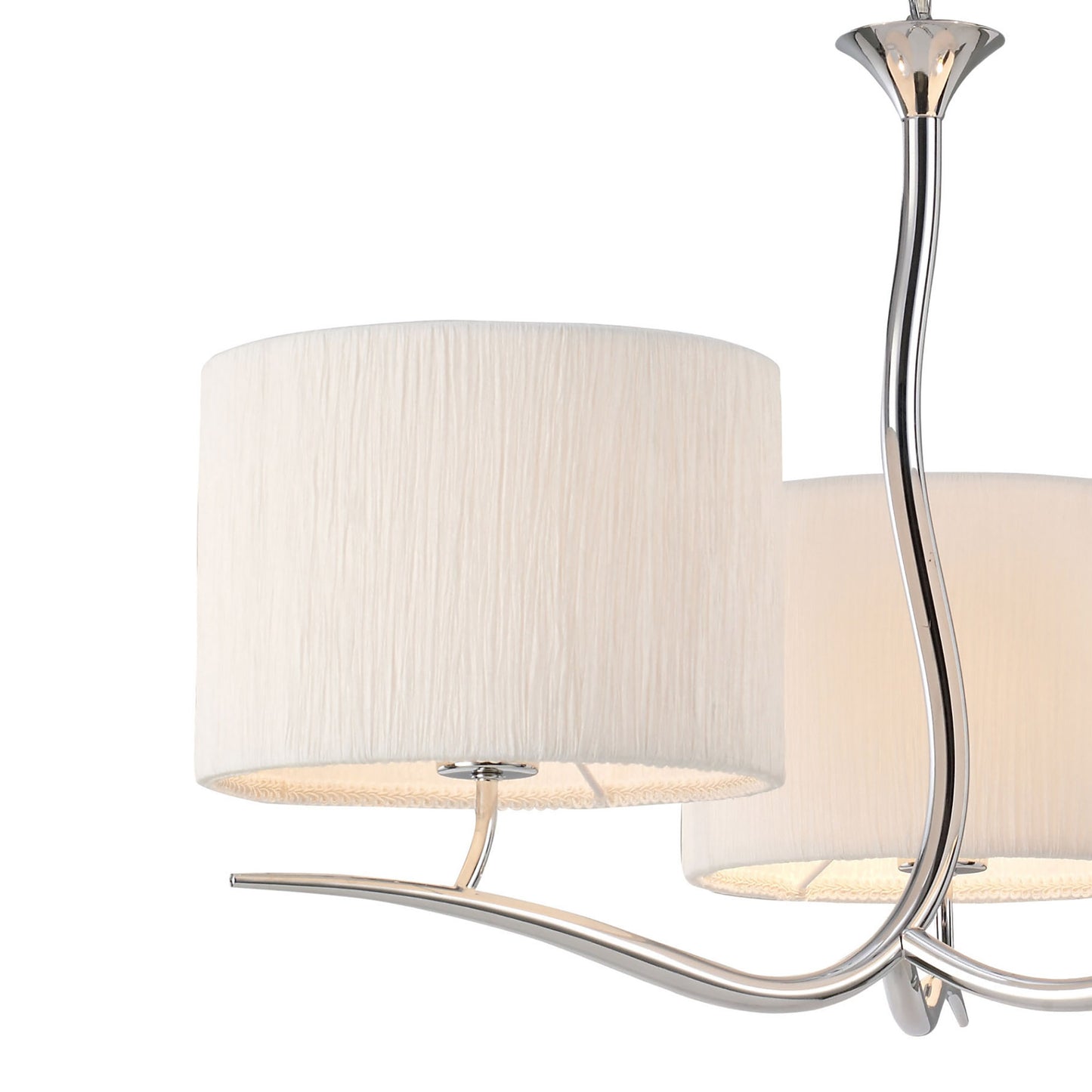 Eve Pendant 3 Light E27, Polished Chrome With White Round Shade by Mantra