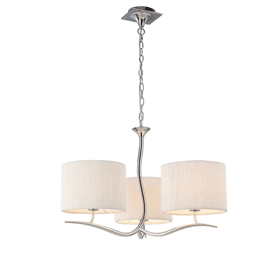 Eve Pendant 3 Light E27, Polished Chrome With White Round Shade by Mantra