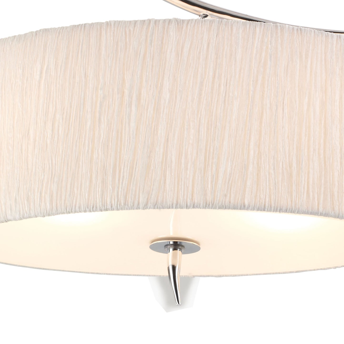 Eve Semi Flush 2 Light E27, Polished Chrome With White Oval Shade by Mantra