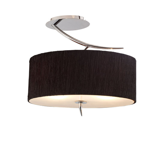 Eve Semi Flush 2 Light E27, Polished Chrome With Black Oval Shade by Mantra