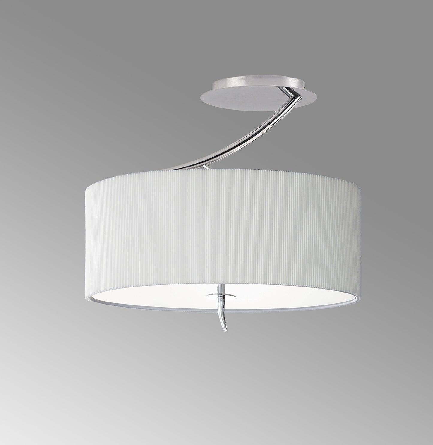 Eve Semi Flush 2 Light E27, Polished Chrome With Spanish Corrugated White Oval Shade by Mantra