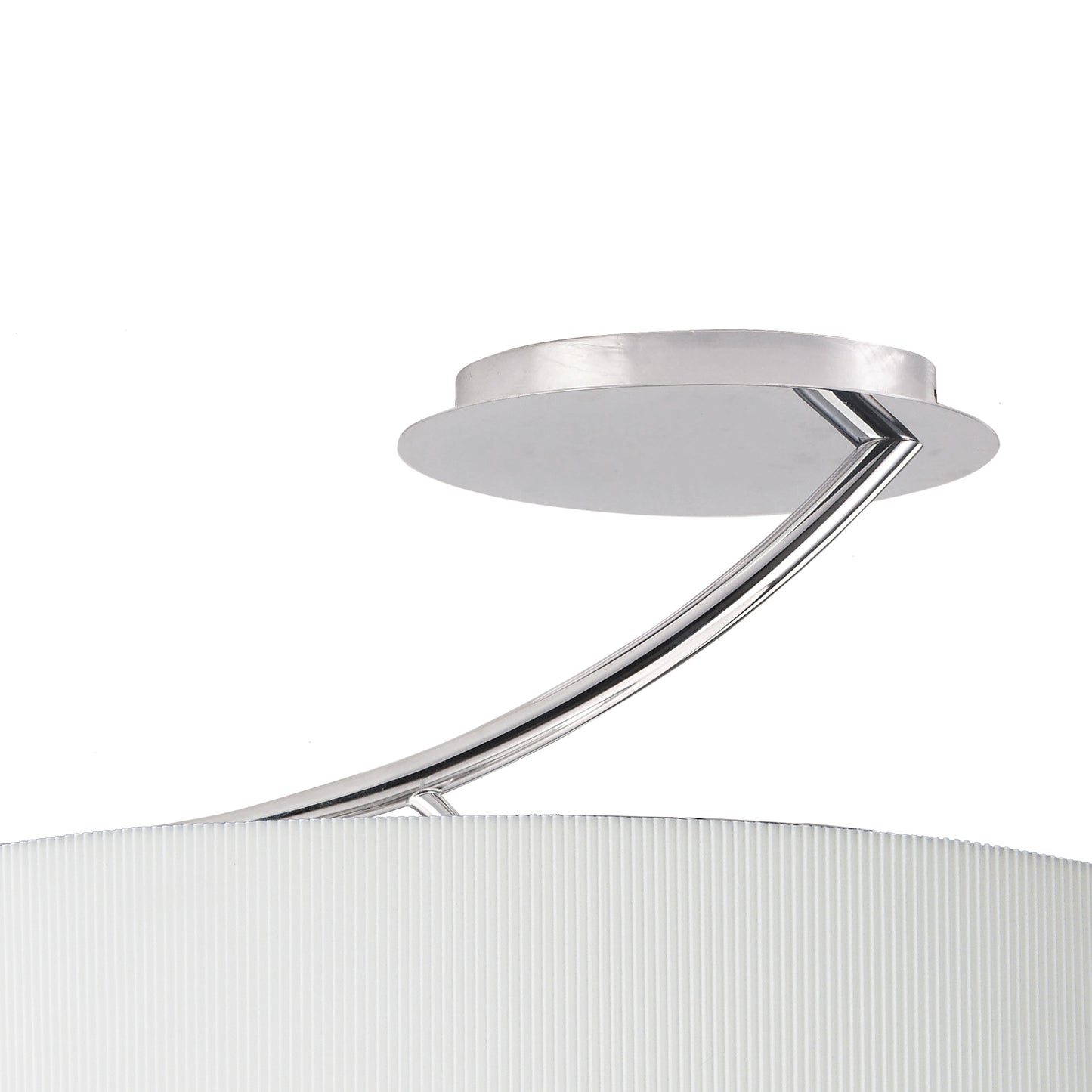 Eve Semi Flush 2 Light E27, Polished Chrome With Spanish Corrugated White Oval Shade by Mantra